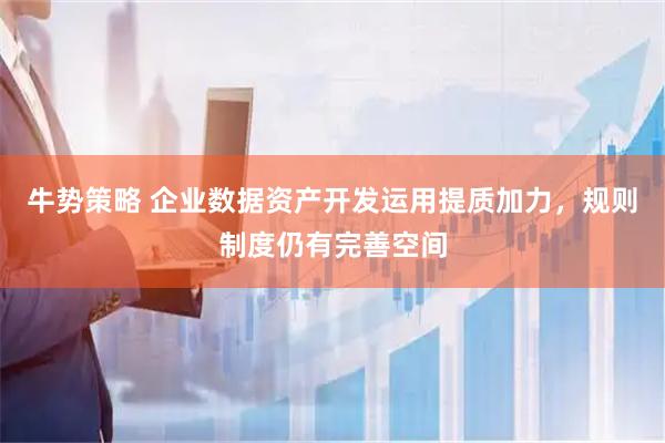 牛势策略 企业数据资产开发运用提质加力，规则制度仍有完善空间